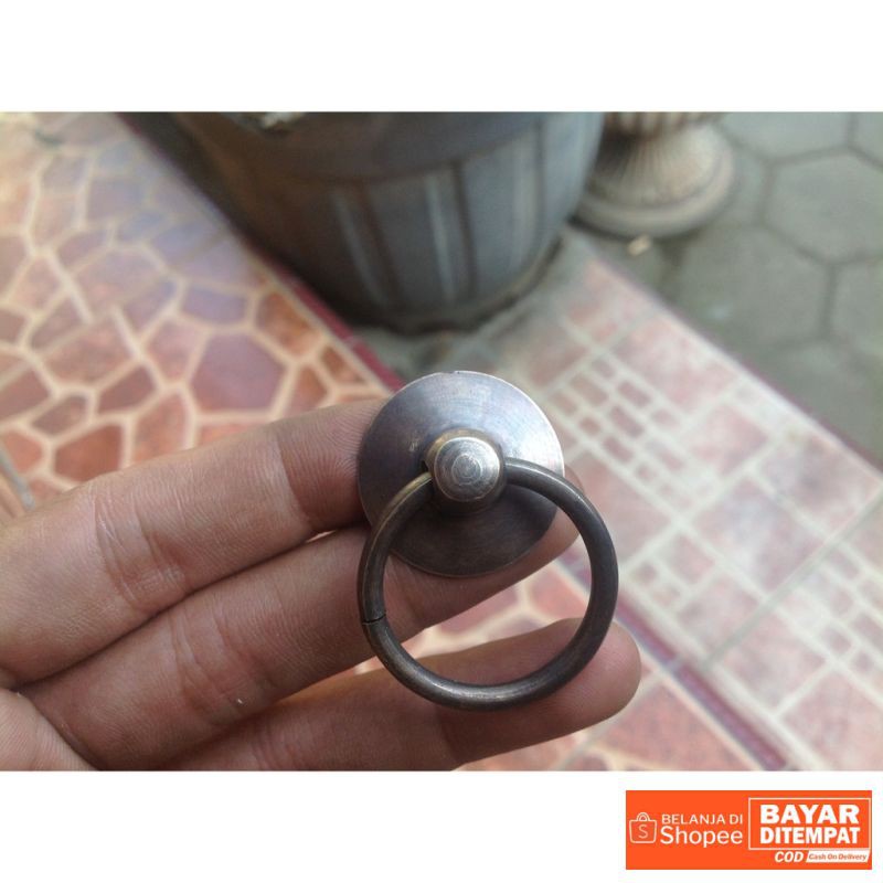 Handle / ring pull / tarikan laci kuningan antik motif anting 02 Termurah