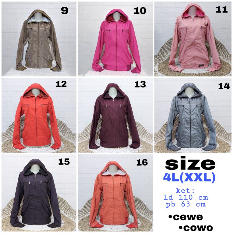 Jaket parasut /Cewe Cowo/COLOURFULL 4L(XXL) ld 110 cm