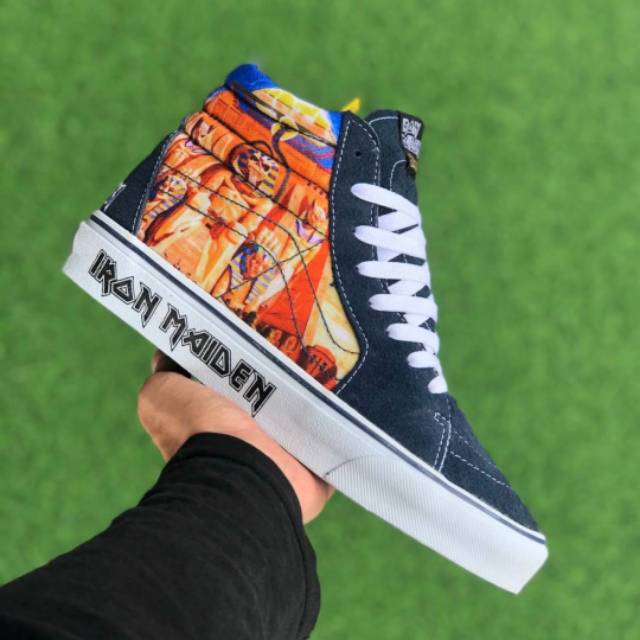 Sepatu Vans x Iron Maiden SK8 HI High I M POWERSLAVE STV Navy Blue White BNIB Original Premium