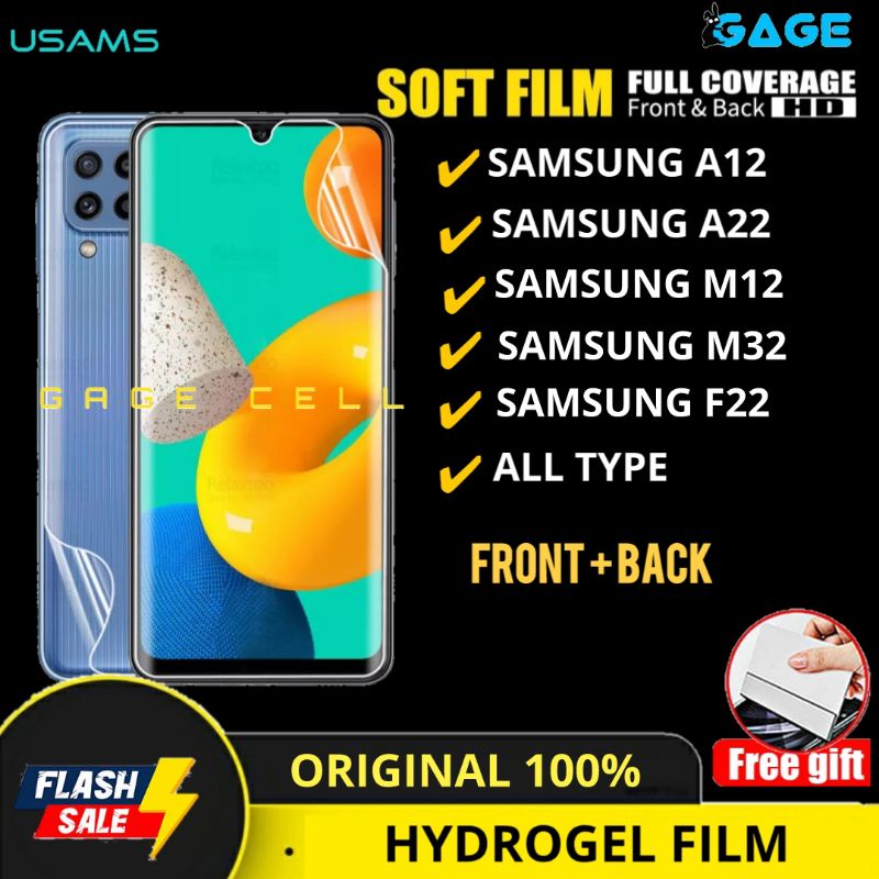 USAMS - HYDROGEL ANTI GORES FULL COVER SAMSUNG GALAXY A12 A22 M12 M32 F22 FULL SCREEN PROTECTOR