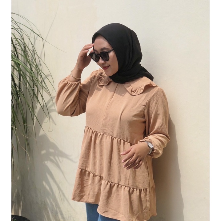 Quensa Tunik Crinkle Grisya Tunik Wanita Casual