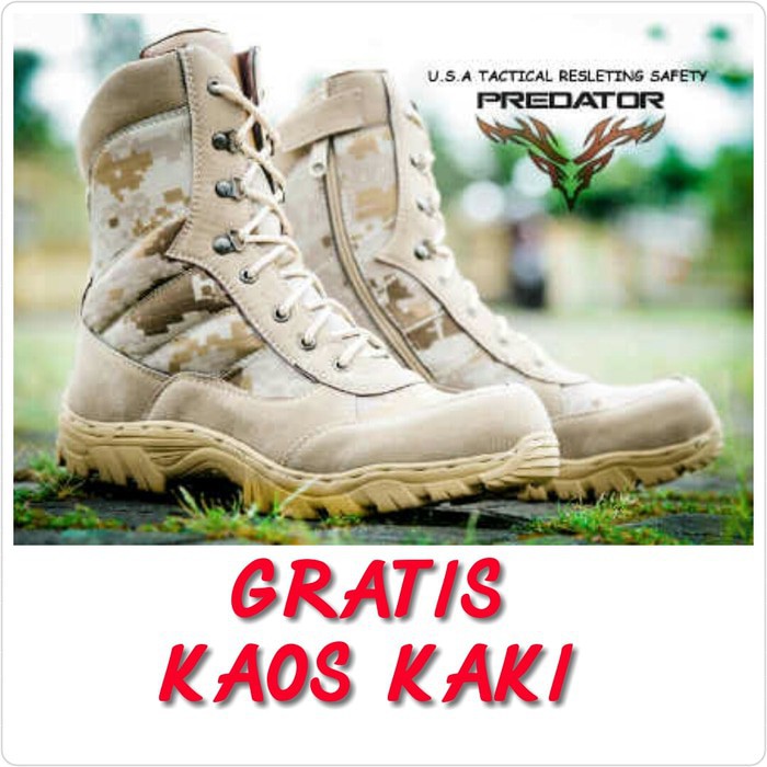 SEPATU TACTICAL DELTA SAFETY GURUN ARMY POLISI TNI PDL LORENG DIGITAL CREAM 1