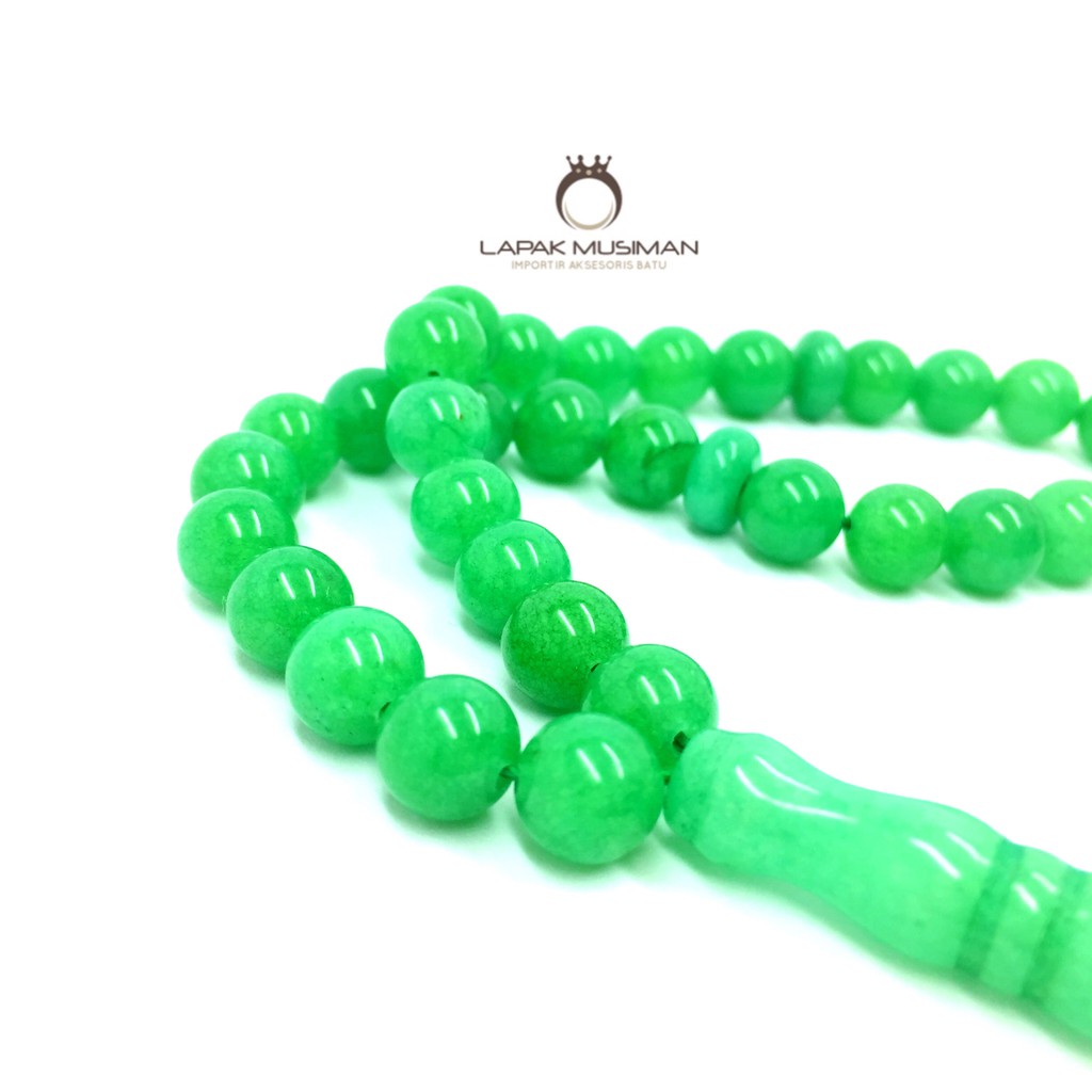 [Bayar di Tempat] Tasbih Batu Giok Hijau Asli Natural 33 Butir 8MM