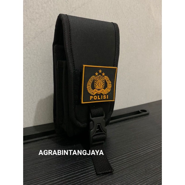 SARUNG HP POLISI POUCH HP PINGGANG LOGO POLISI TEMPAT HANDPHONE LOGO POLISI DOUBLE SLOT 6'7&7INCI TE