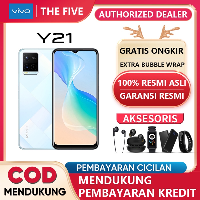 HP Vivo Y21 RAM 4GB ROM 64GB vivo Y21S 4+128GB Helio P35 6.51inch 13MP camera 5000mAh 18W fast charge Garansi resmi COD-y21 white/4+64*