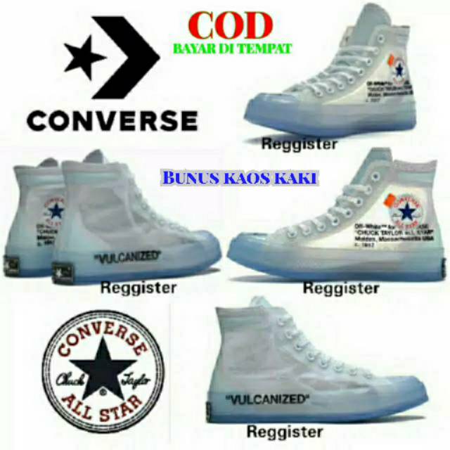 (COD) Converse X offwhite White vulcanized ️| sepatu converse x offwhite