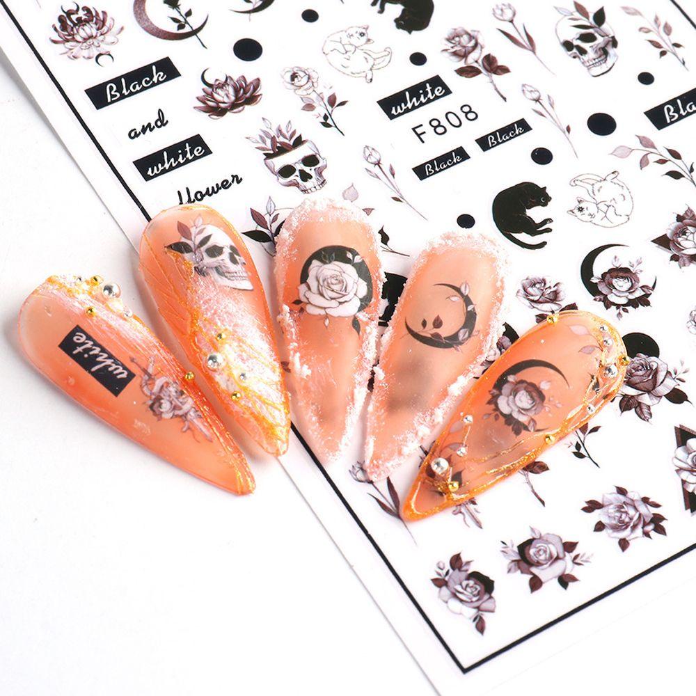 Mxbeauty Bunga Nail Art Stiker Fashion Indah INS Wanita Perekat Diri Valentine Bunga Mawar 3D Kuku Decal