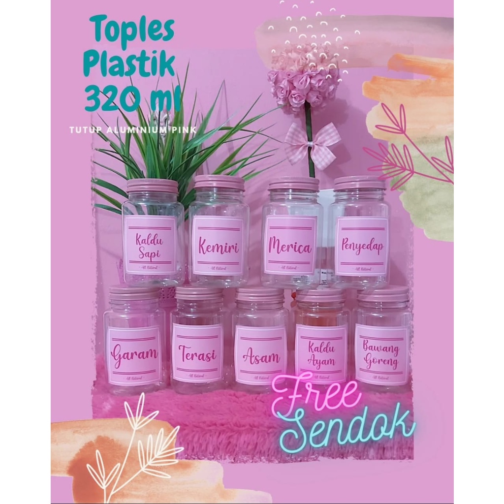 Toples bumbu pink / toples bumbu free stiker / toples tutup pink/ toples bumbu / toples gula teh kop
