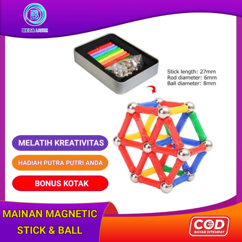 Mainan Edukasi Anak Magnetic Ball Magnet Ball Bola Magnet Stick Ball