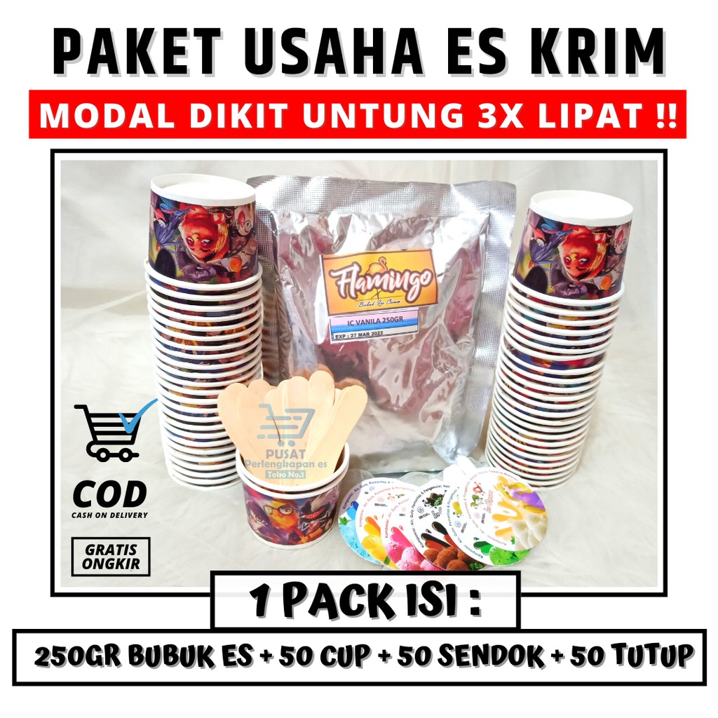 

Paket Bubuk Es Cream 250GR Paket Usaha Es Krim Murah Paket Bubuk Ice Cream Lengkap 250GR