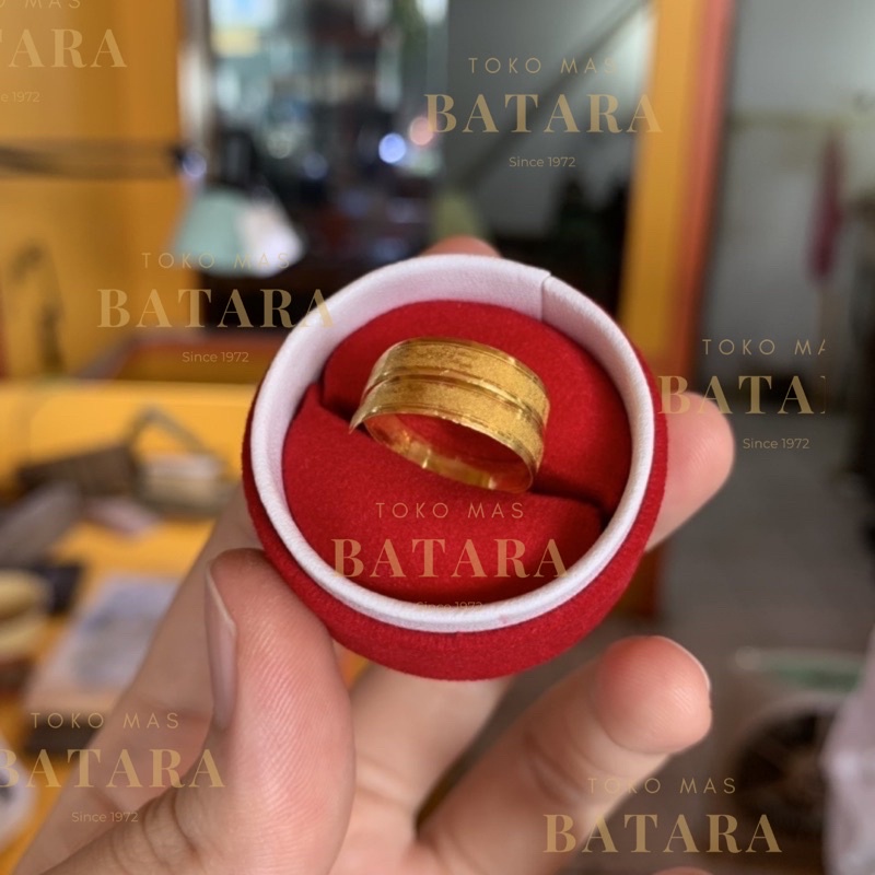 Cincin Selisih Tipis Pasir Emas Tua Asli Kadar 99% / Kadar 97% Handmade Custom