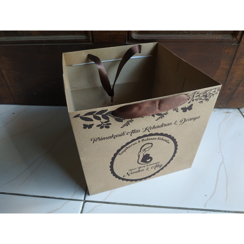 Jual paper bag kotak nasi Uk P22xL22xT20 cm + sablon Indonesia|Shopee