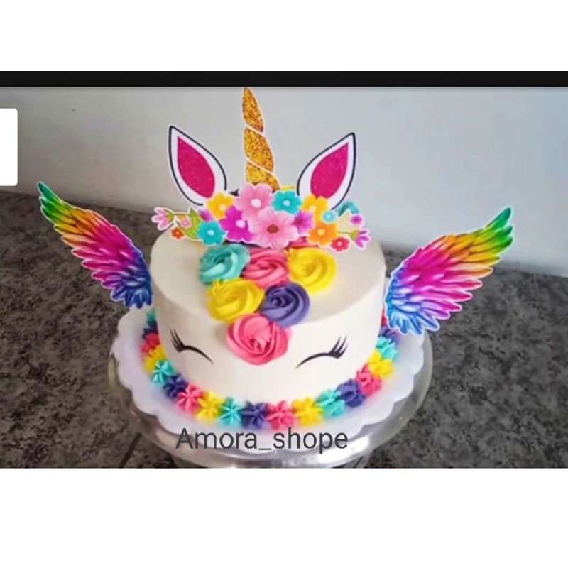 TOPPER CAKE KARAKTER/Hiasan Kue Ulang tahun karakter unicorn sayap