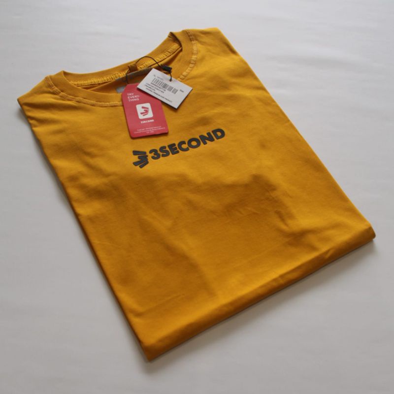 (BAJU) KAOS DISTRO PRIA PREMIUM MURAH COD 3SECOND WARNA KUNING JUMBO TERBARU