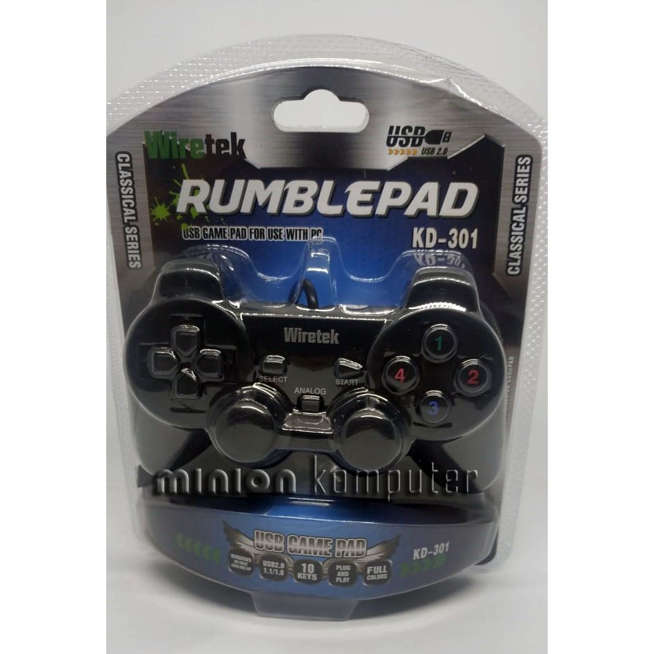 Gamepad Stik PC Getar Single USB - Hitam / Transparan