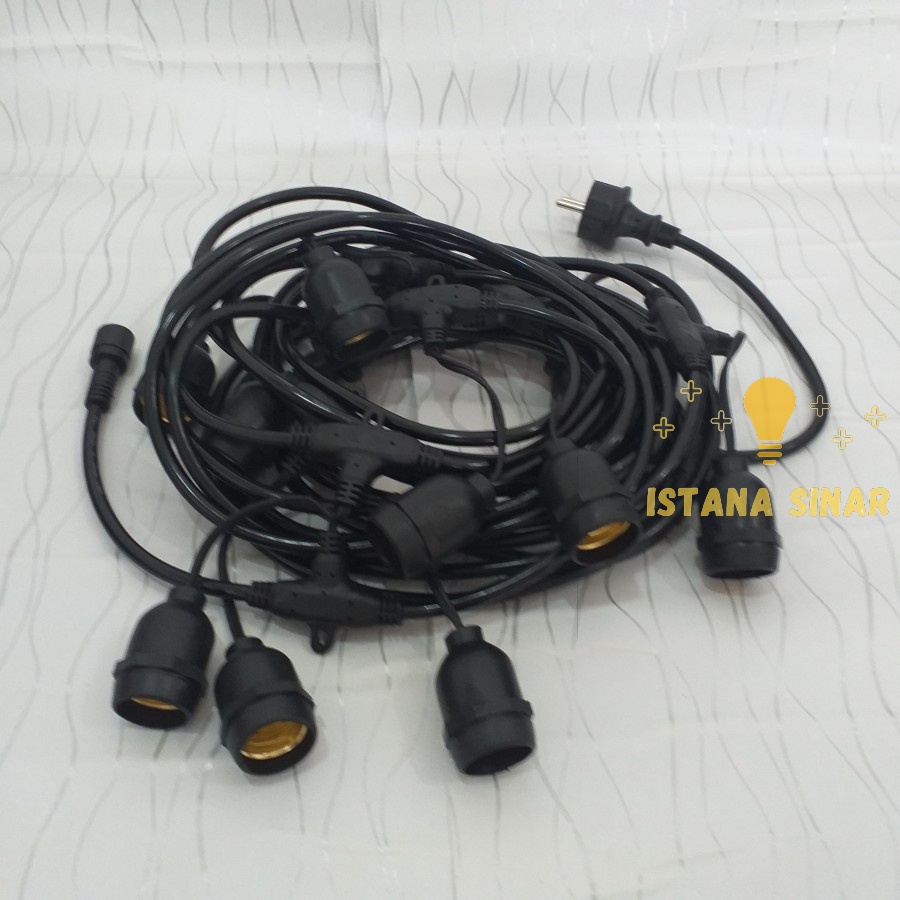 Kabel fitting lampu cafe gantung 10 meter 10m filamen 5 meter outdoor