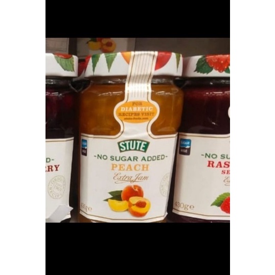 

stute peach selai spread jam buah 430gr no added sugar free