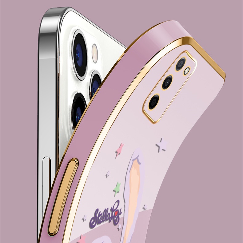 [Disney] StellaLou Soft Case For SAMSUNG Galaxy A32 A52 A72 A22 Luxury Cartoon Soft electroplate Lanyard cover couple