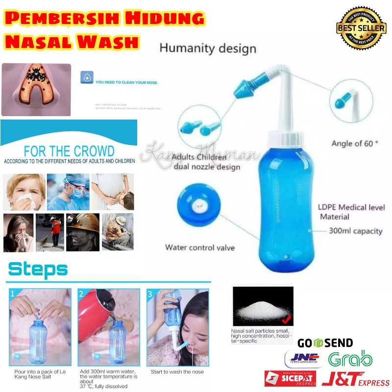 Botol Pembersih Hidung Nasal Wash Dan Garam Untuk Cuci Hidung Nose Nasal Rinse Salt Wash Cleaner