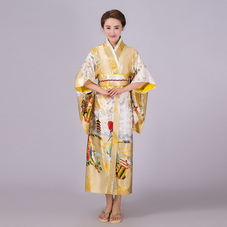 KIMO baju tradisional jepang kimono high quality satin cosplay yukata