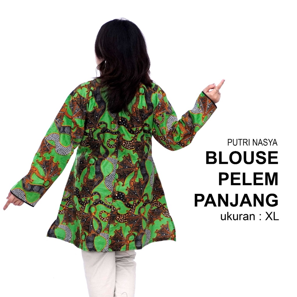 Atasan Batik Big Size Blouse Wanita Jumbo L-XL-2L-3L-4L-5L-6L-7L Blus Model Big LD 140 Kantor Seragam Batik / Atasan Kerja Formal Big Size / Blus Super Jumbo Bahan Kerja