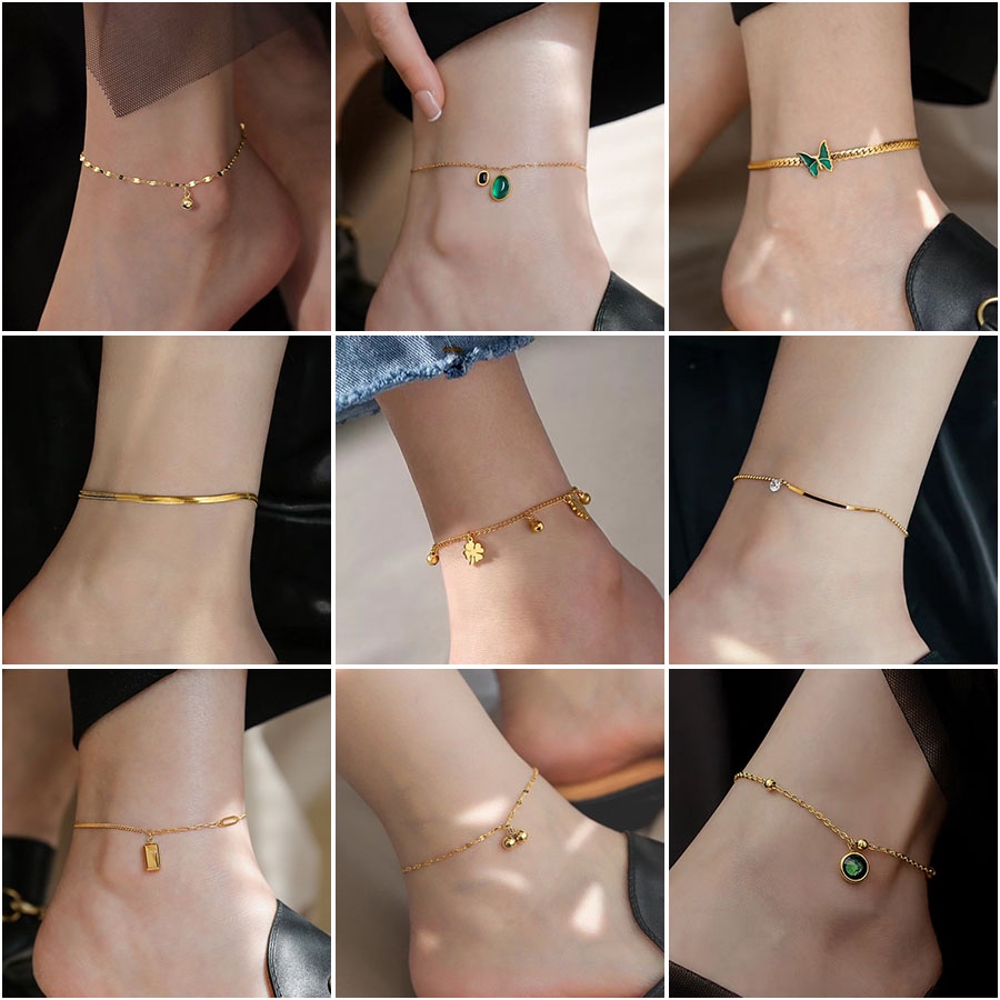 Gelang Kaki Wanita Lapis Emas 18K Untuk Musim Panas