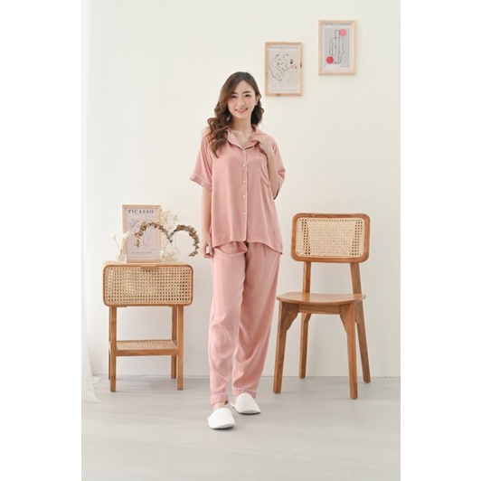 EMILY CP SWAP PAJAMAS BAJU TIDUR PIYAMA BAJU TIDUR RAYON PIYAMA RAYON PIYAMA POLOS-BLUSH PREMIUM