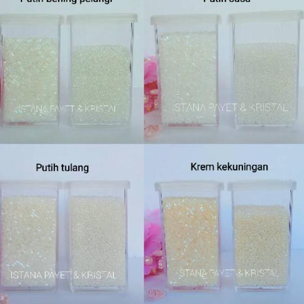 

FastPacking Payet jepang MGB (bambu & pasir) putih bening pelangi, putih susu, putih tulang & krem
