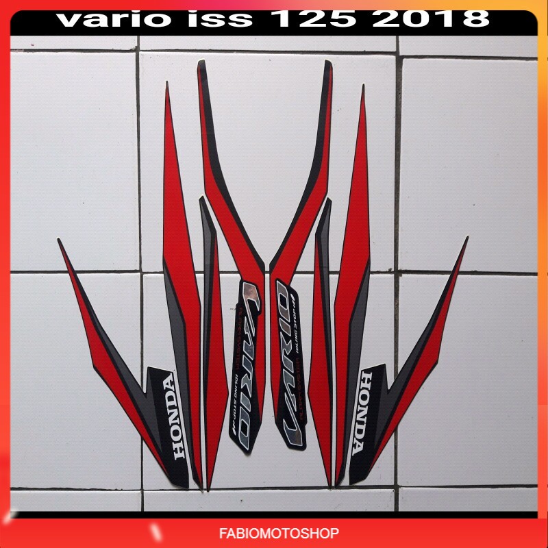 stiker body motor vario iss 125 2018 full hitam merah