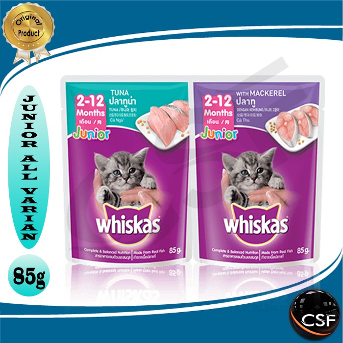 Makanan Kucing basah - WHISKAS Pouch 80gr Junior All Varian