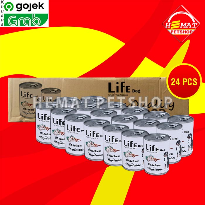 Gosend Life Dog Makanan Anjing Wet Food Kaleng Dus Isi 24 PCS 375 GR