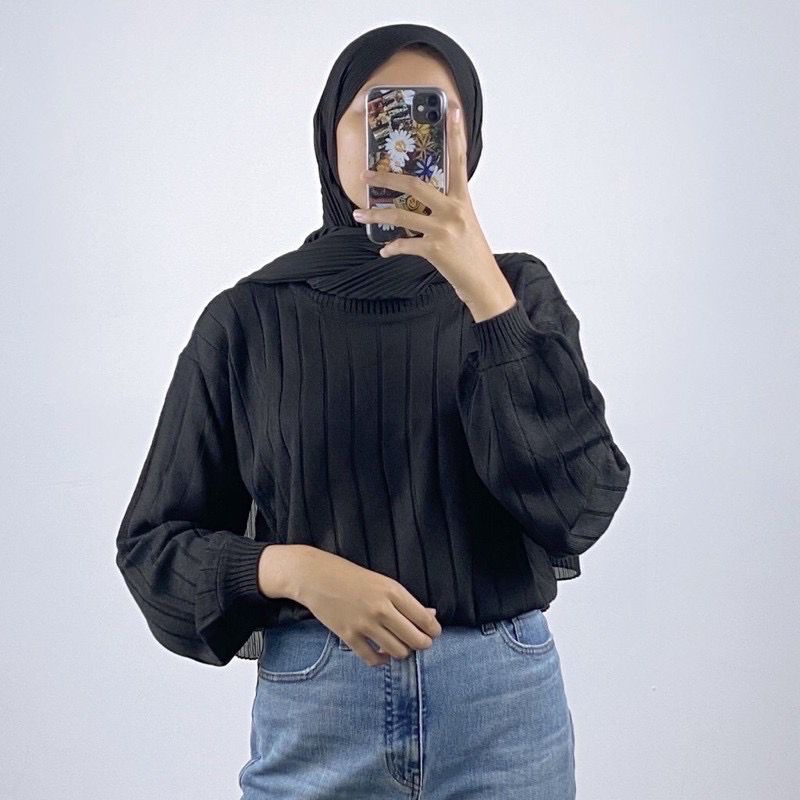 Belleza Outlet baju rajut Cardigan rajut atasan wanita Jovanka Turtleneck