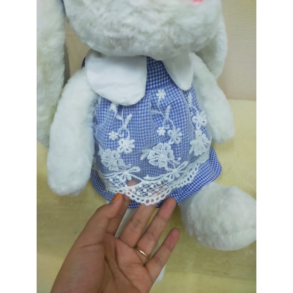 Boneka Kelinci Dres Renda Size 9&quot;/40cm/boneka rabbit baju/boneka anak lucu/kado ultah