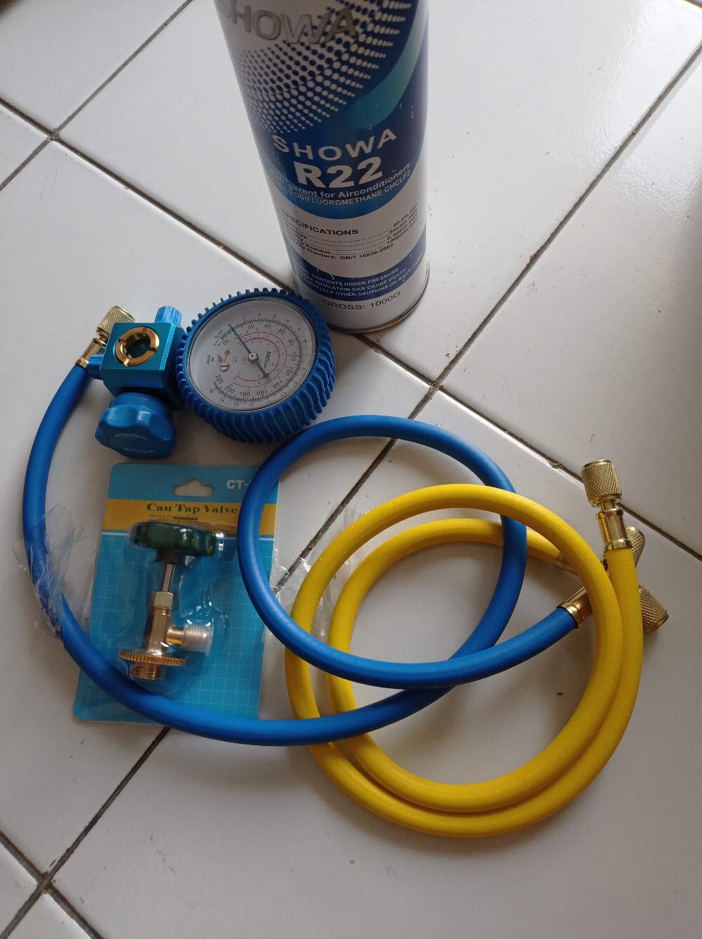 Paketan Testing Manifold Ac Rumah R22 Showa + Single R22 Sighglas + Can Tab 339 + Selang R22