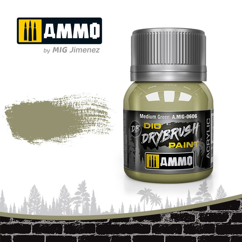 

AMIG0606 Drybrush : Medium Green (40ml jar) Ammo Mig