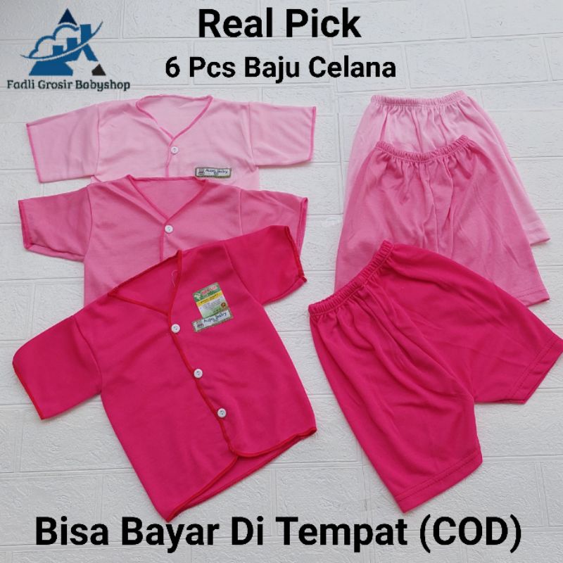 6 Pcs Baju Celana Bayi Newborn Lengan Pendek Series Cewe Terbaru