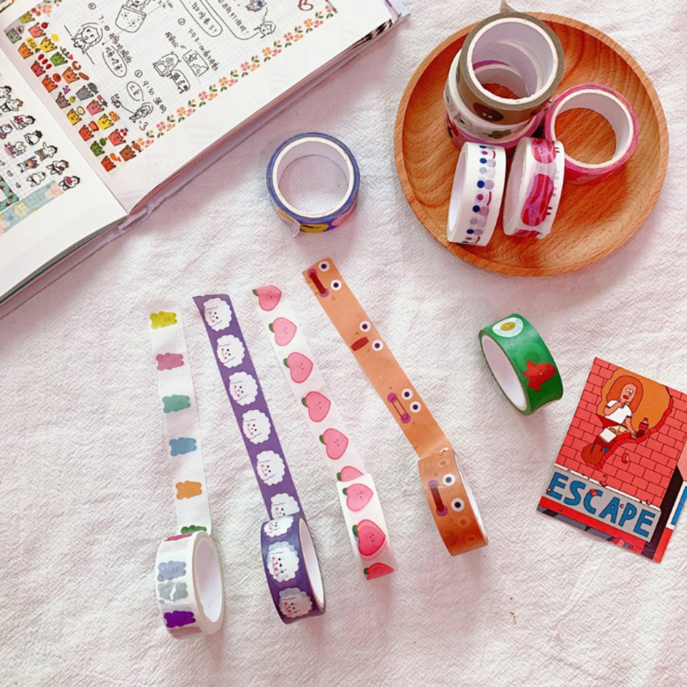 Washi Tape Motif Awan Wajah Beruang Tersenyum Gaya Korea Untuk Dekorasi Diary Scrapbooking