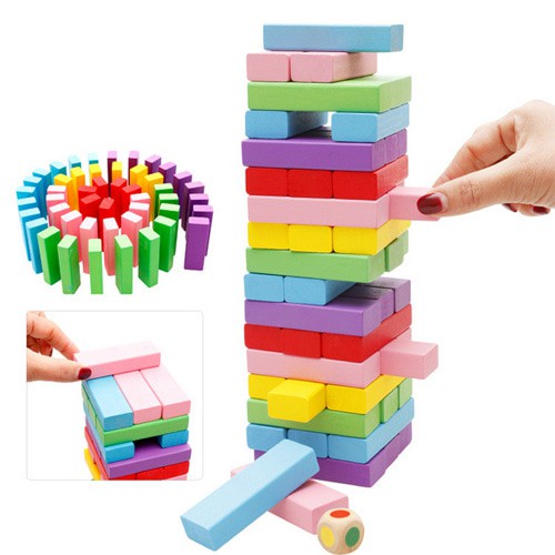 Tumbling Tower Kayu Besar Warna  /  stacko / dadu termurah
