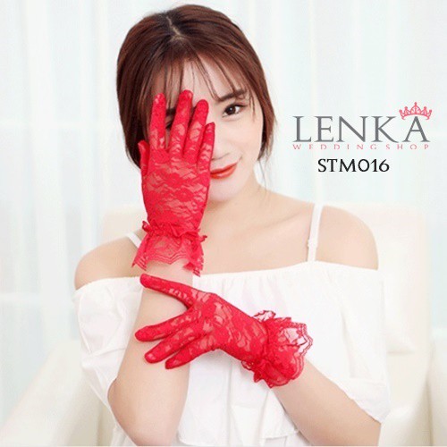 [ORDER SEKARANG] WEDDING GLOVES AKSESORIS WANITA PESTA PERNIKAHAN MERAH STM016