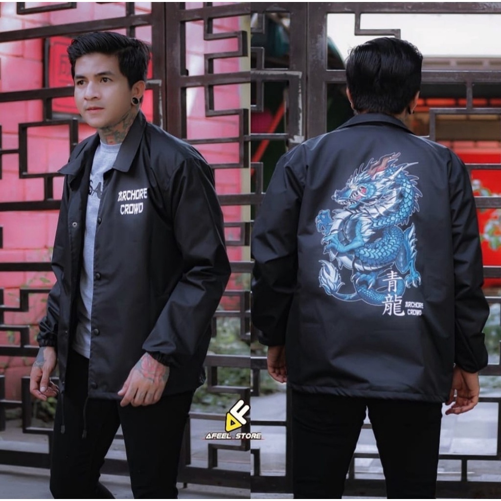 Jaket Coach Erigo // Jaket Pria CJ // Sweater jacket bandung // Jaket Erigo Apparell Terbaru Parasut Perasut-Blue Dragon