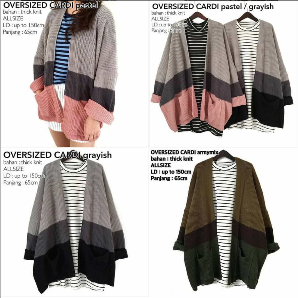 TRITONE COMBI CARDI - KARDIGAN RAJUT TIGA WARNA - CARDIGAN RAJUT KOMBINASI - KARDIGAN WANITA