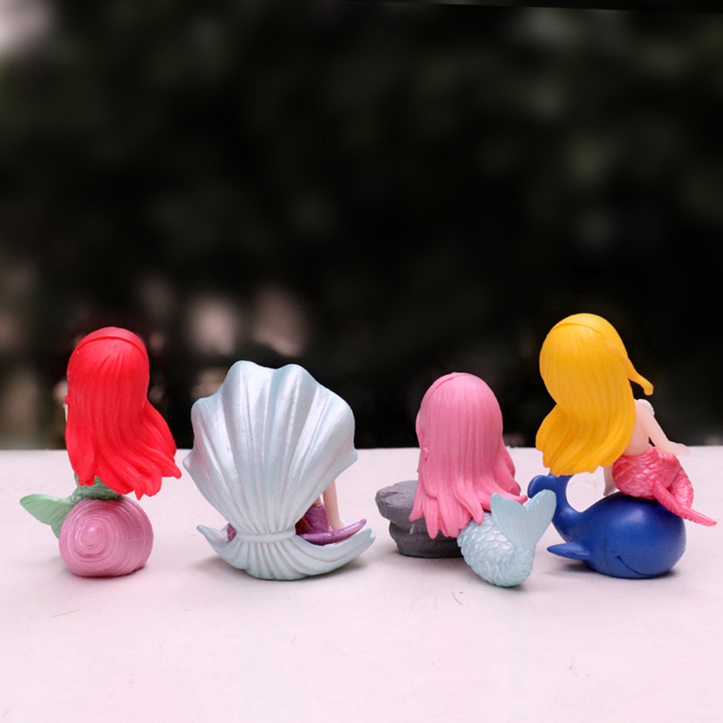 4pcs Ornamen Miniatur Kartun Mermaid Kerang Laut Bahan Resin Untuk Dekorasi Taman Bonsai