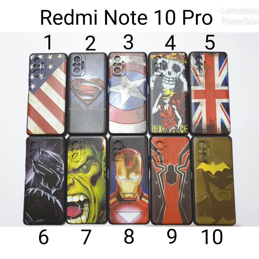 Soft Case Hitam Xiaomi Redmi Note 10 Pro Motif Superhero Black Matte