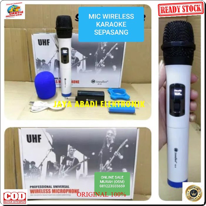 G76 MIKROPHONE SOUNDBEST WIRELESS UHF SINGLE RECEIVER CAS CASAN MINI PROFESIONAL PRO KARAOKE AUDIO SOUND SYSTEM VOKAL PANGGUNG DJ STUDIO ADA BONUS BUSA DAN KARET ANTI JATUH MICNYA BISA DIGUNAKAN SEGALA JENIS AUDIO SUARA BAGUS COCOK BUAT ACARA