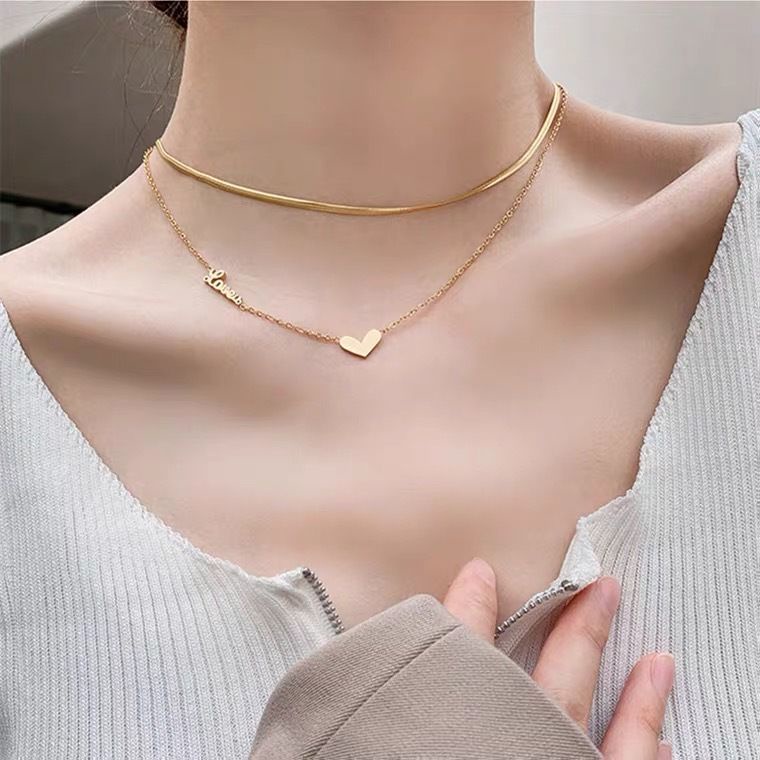 Cinta double-layer kalung untuk wanita ins tidak memudar Internet panas Baru Tahun Baru ornamen tren