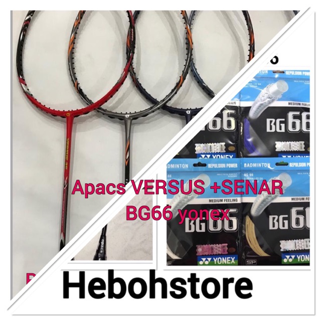 RAKET BADMINTON APACS VERSUS 55/70 BONUS SENAR YONEX BG66 ORIGINAL SALE