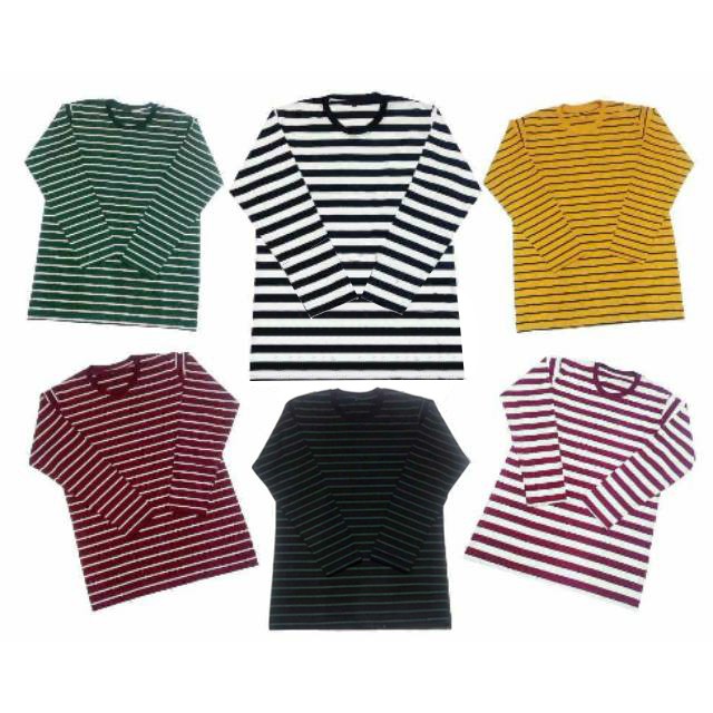 Kaos Stripe Lengan Panjang Cotton - Kaos Stripe Pria - Kaos Stripe Wanita - Kaos Strip - Kaos Salur