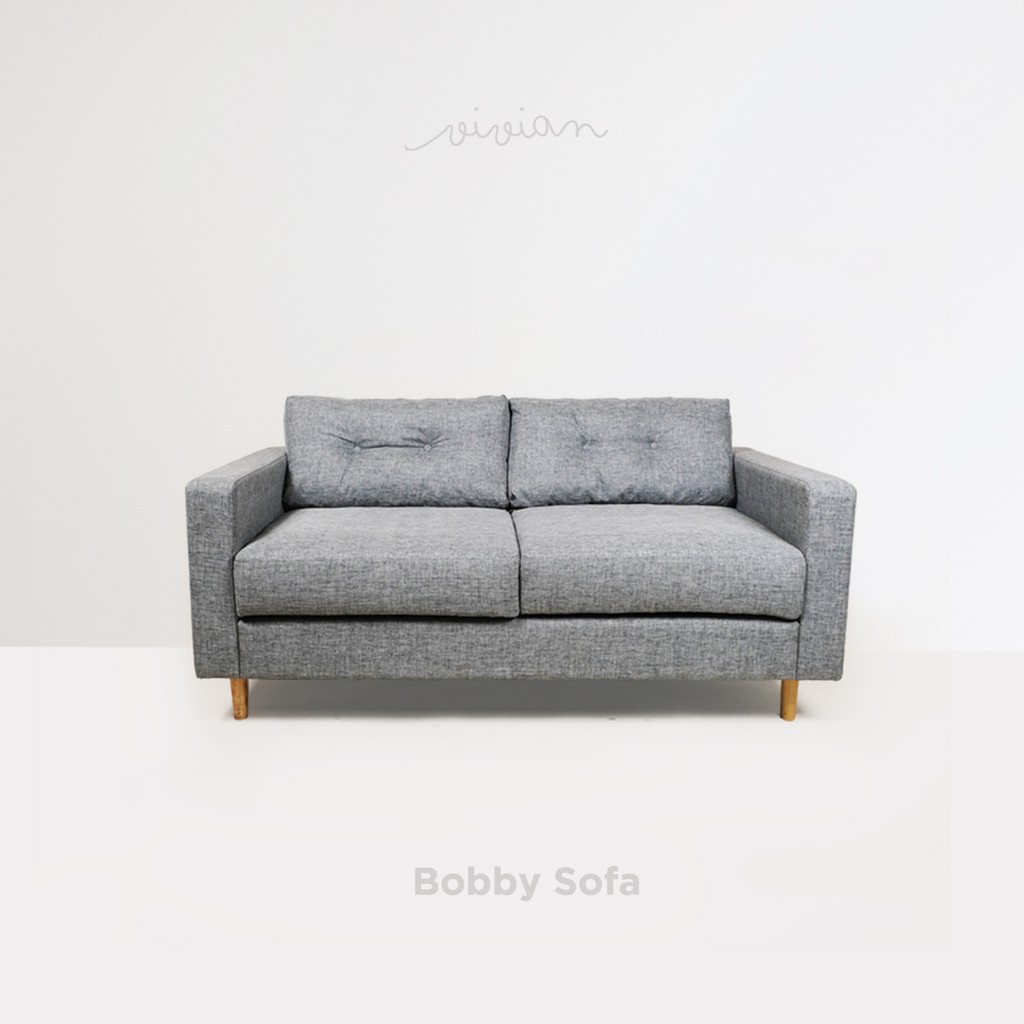 Jual Bobby Sofa 2 Seater | Sofa Bahan Fabric Minimalis 2 Dudukan - Abu-Abu | Shopee Indonesia