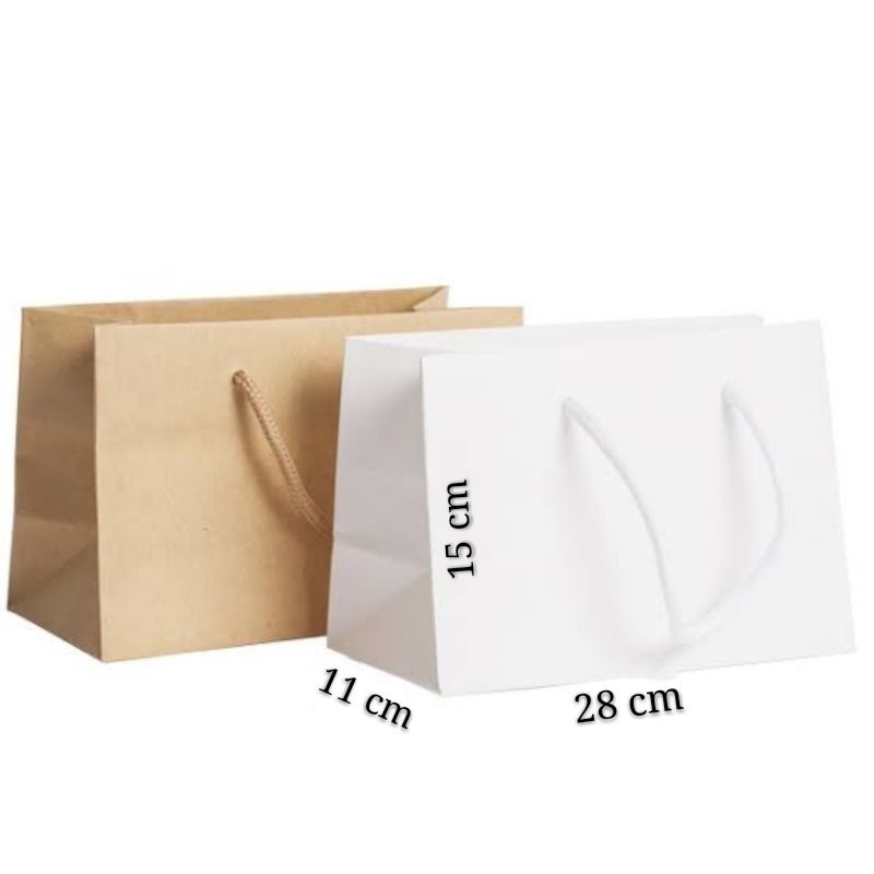 

PREMIUM PAPERBAG SUPER WHITE & BROWN 28 X 15 X 11 cm.