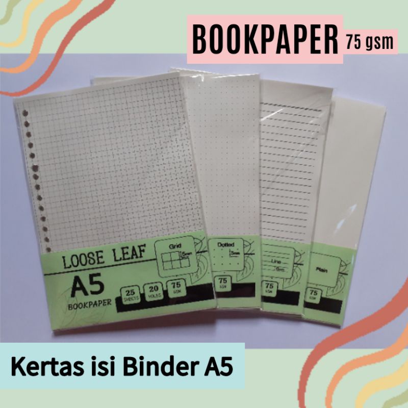 

isi buku binder A5, dot (titik), grid (kotak), garis dan polos